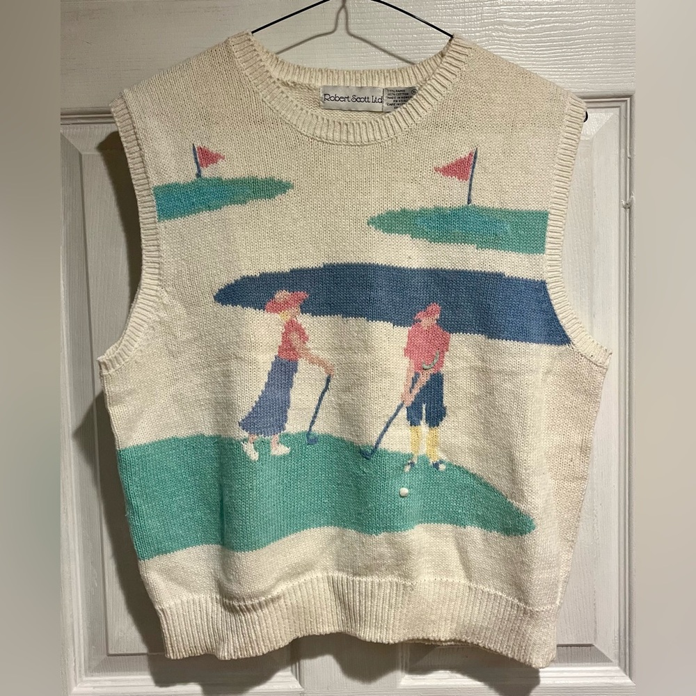 Vintage Robert Scott Golf Couple Sweater Vest